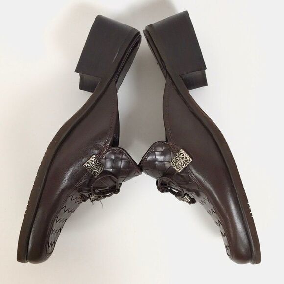 Vintage 90s Brown Dark Academia Slip On Preppy Cottagecore Heeled Mules / 7.5 - Picture 5 of 10